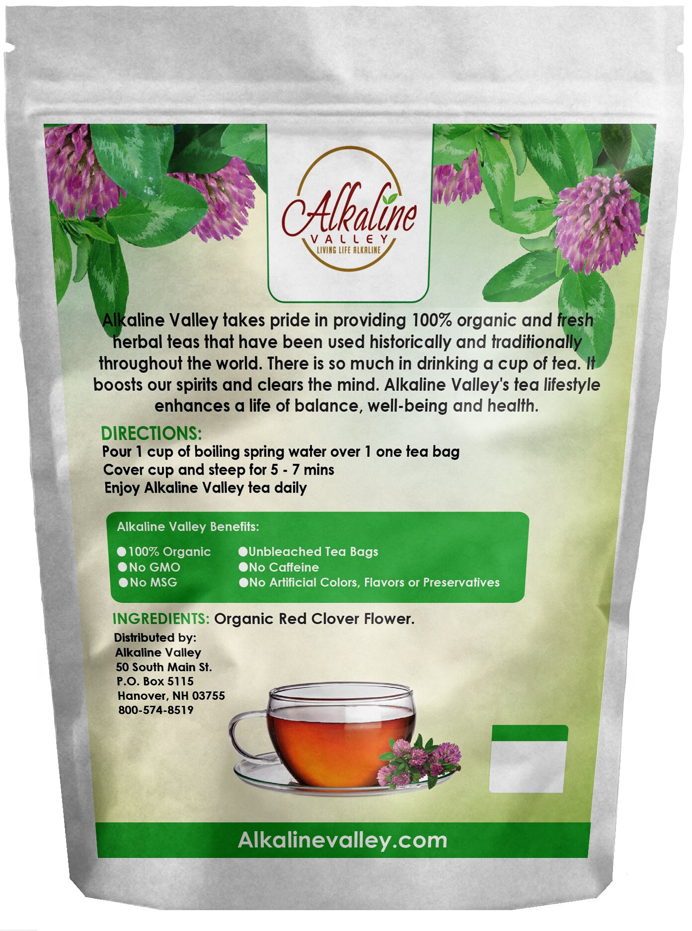 Clover Tea Organic Red Clover Tea - 100% Alkaline - 15 Unbleached/chemical-free ...