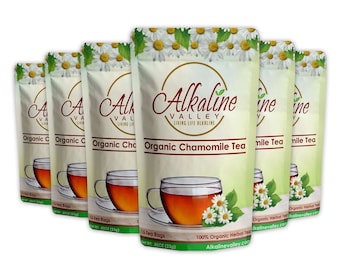 Chamomile Tea or Te De Camomila - 100% Organic - Unbleached/Chemical-Free Chamomile Tea Bags - (Pack of 6) - Caffeine-Free, No GMO