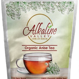 Anise Tea - 100% Organic and Alkaline - 15 Unbleached/Chemical-Free Anise Tea Bags - Caffeine-Free, No GMO