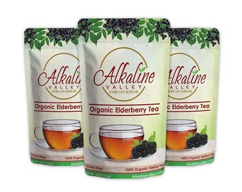 Elderberry Tea Organic - 45 Unbleached/Chemical-Free Elderberry Tea Bags