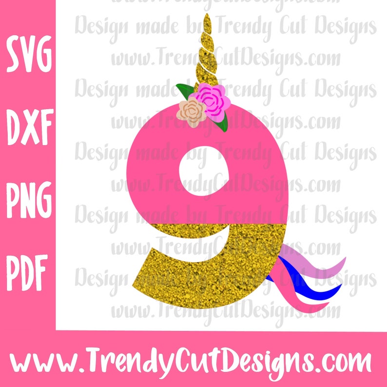 Download 9 ninth Birthday Unicorn Svg Png Dxf Pdf files for Cutting | Etsy