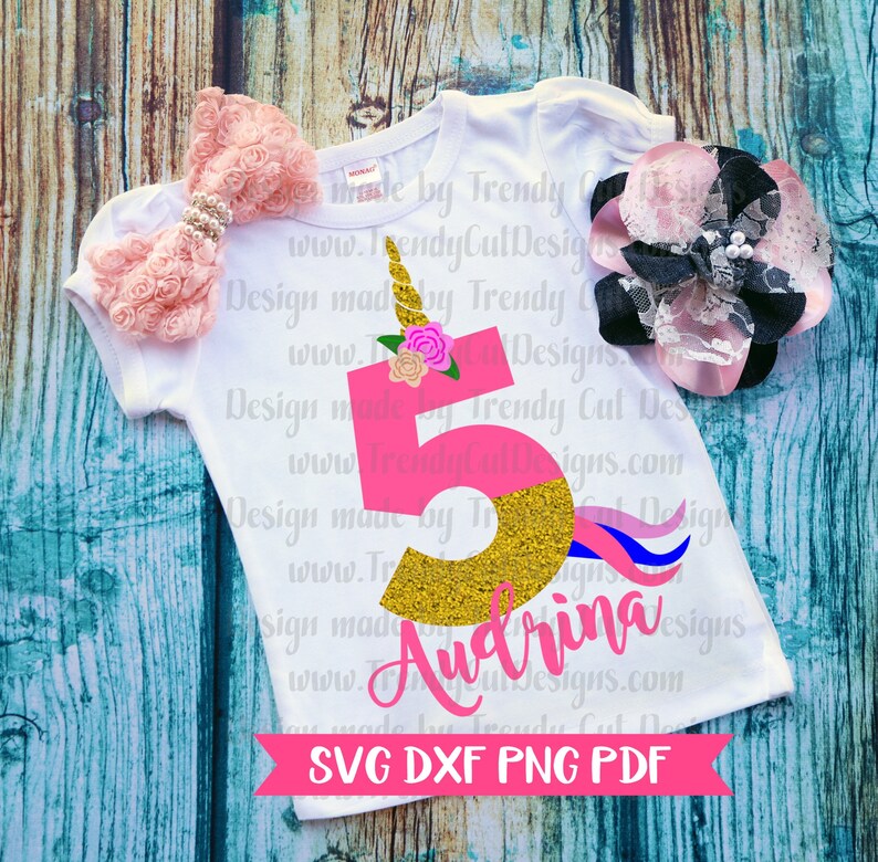 Download Fifth Birthday Unicorn Svg Png Dxf Pdf files for Cutting ...