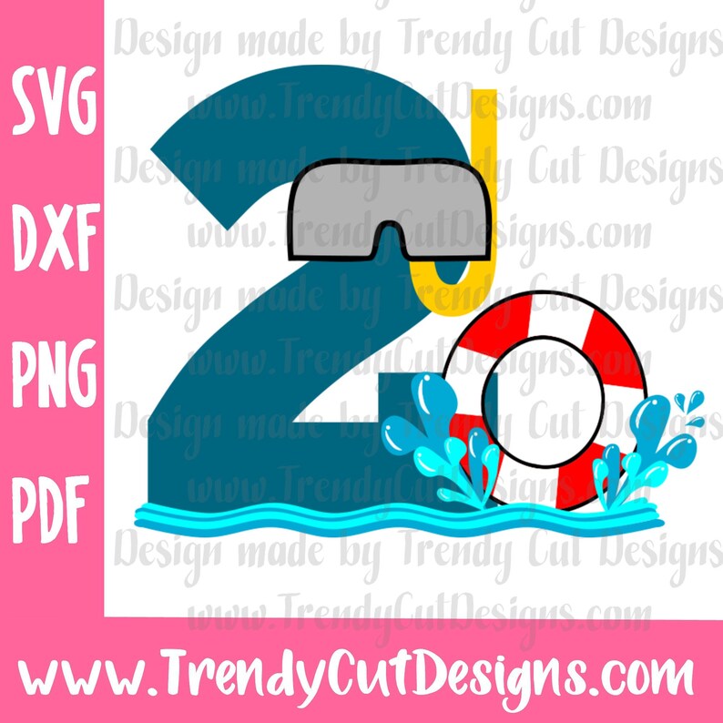 Download Number 2 Pool Party Birthday Svg Png Dxf Pdf files for | Etsy