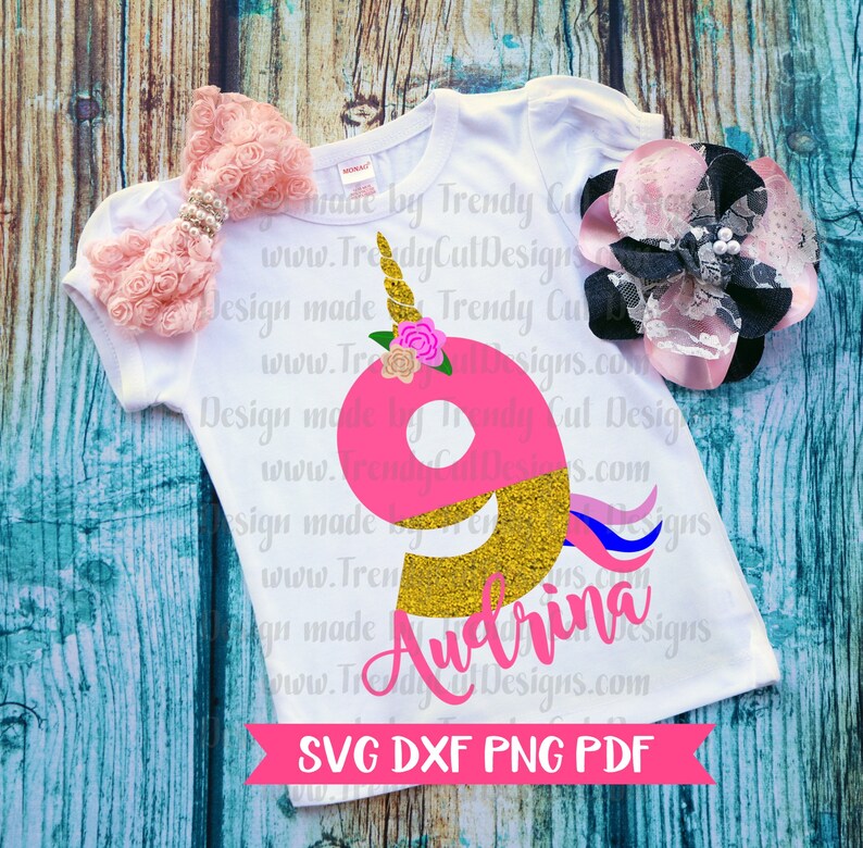 Download 9 ninth Birthday Unicorn Svg Png Dxf Pdf files for Cutting | Etsy