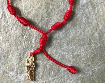 Judas Thaddeus Plated Gold Bracelet Red Knot// San Judas Tadeo pulsera de Oro Laminado en Nudo Rojo