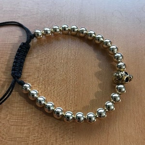 Hand made skull gold plated beads Brazalete Pulsera de calavera de oro laminado
