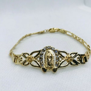 Pulsera Esclava Virgen de Guadalupe Bañada en Oro