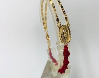 Virgen de Guadalupe Plated Gold and Torsal Woven Bracelet