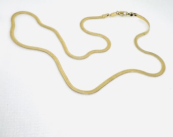 Gold filled Herringbone Chain snake flat necklace 19.5" inches