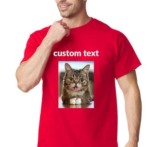 Custom Photo Unisex Cotton Shirt, Personalized Text Logo Image Tee image 1