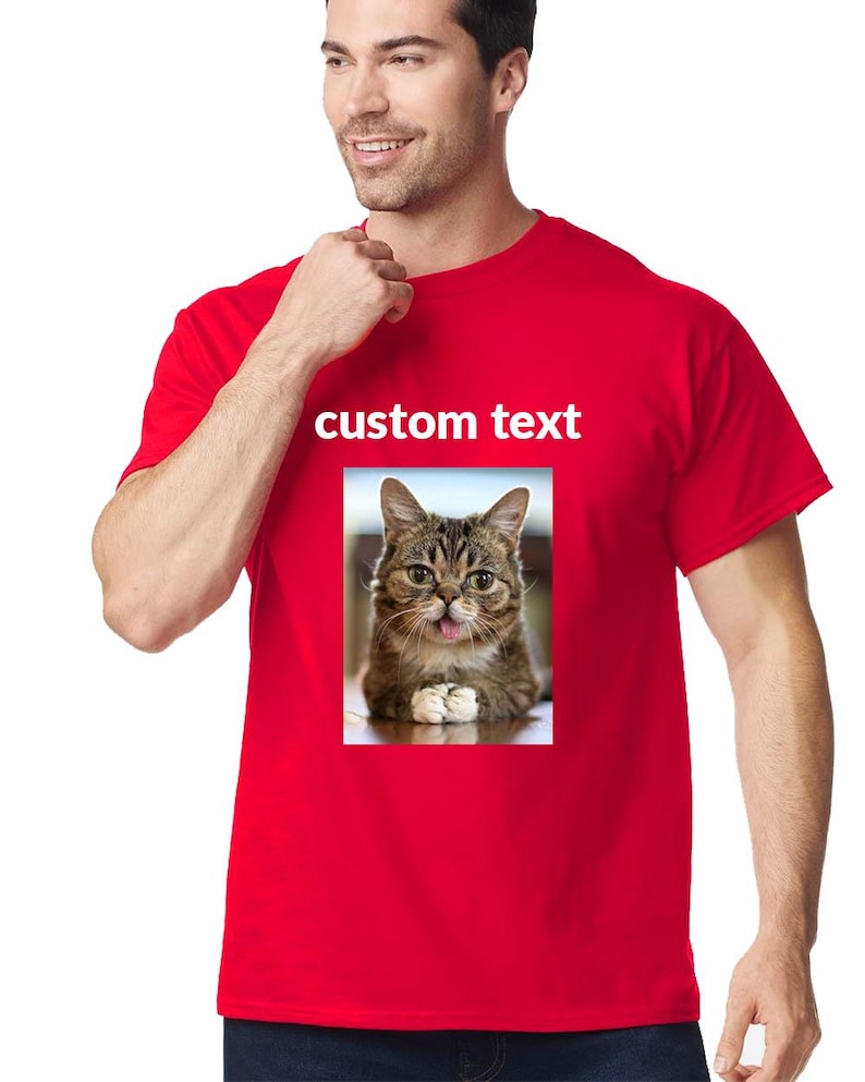 Custom Photo Unisex Cotton Shirt, Personalized Text Logo Image Tee image 1