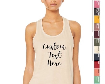 Custom Your Own Text, Logo, personalized Racerback Tank Top Shirt, BELLA + CANVAS - Women's Jersey Racerback Tank - 6008 for Women