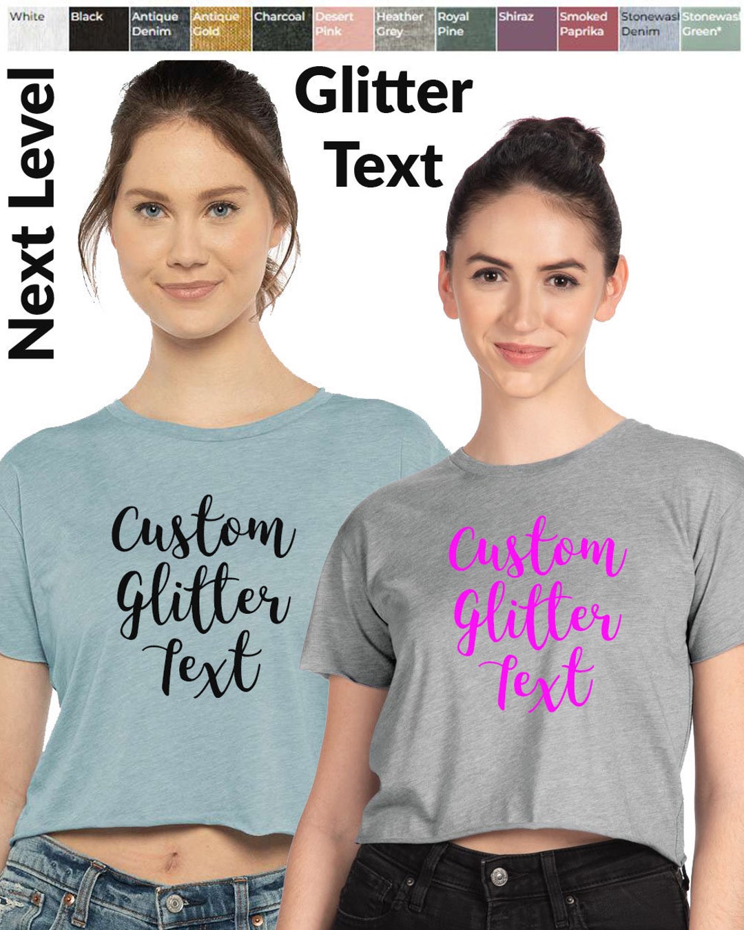 Custom Glitter Text Crop Top - Women's Festival Shirt - Etsy
