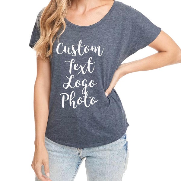 Personalized Women's Scoop neck Tee: Custom Text & Logo