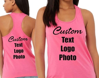Custom Text Racerback Tank Top: Bella + Canvas Jersey