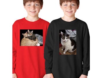 Custom Photo Youth Long Sleeve T-Shirt: Personalized Image, Logo