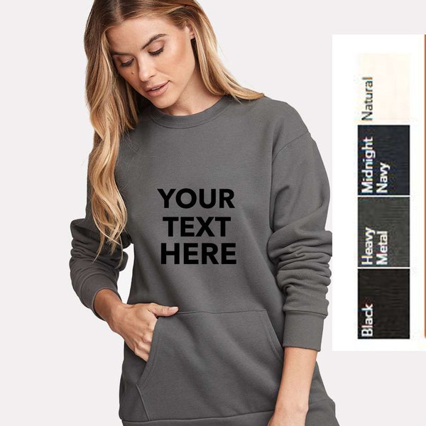 Personalized Fleece Unisex Pocket Crewneck Sweatshirt: Custom Text & Logo
