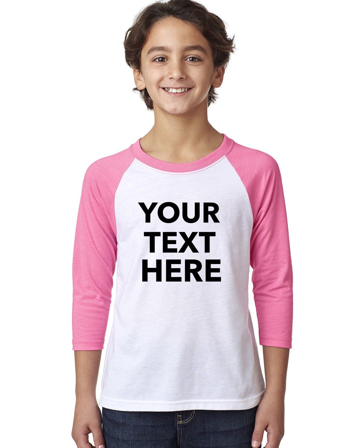 Add Your Custom Text Custom Front 3/4-Sleeve Raglan Baseball T-Shirt Unisex, Youth/Adult Add Your Custom Text Custom Front 3/4-Sleeve Raglan Baseball T-Shirt Unisex, Youth/Adult