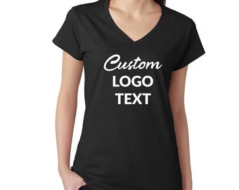 Personalized Women's regular fit V-Neck T-Shirt: Custom Text & Logo