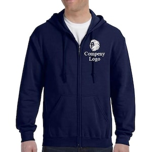 Custom Full Zip Hoodie, Personalized Business Logo Fleece Jacket