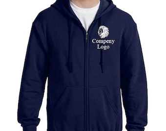 Custom Full Zip Hoodie, Personalized Business Logo Fleece Jacket
