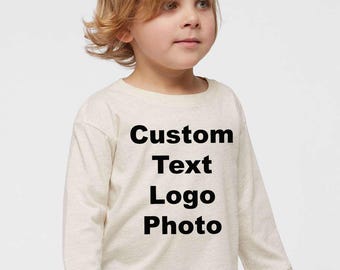 Custom Text Toddler Long Sleeve Tee:  Personalized Logo Photo  Baby Jersey Shirt,