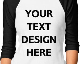 Custom Your Own Text, Logo, Personalized 3/4 Sleeve, unisex Baseball Tee, Gildan - Heavy Cotton Raglan Three-Quarter Sleeve T-Shirt - 5700