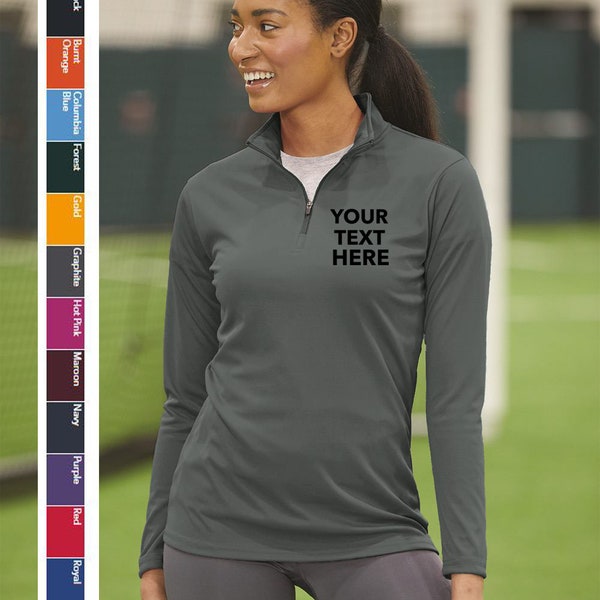 Custom Your Own Text, Logo, Personalized Sport performance fabric T-shirt, C2 Sport - Women's Quarter-Zip Pullover - 5602