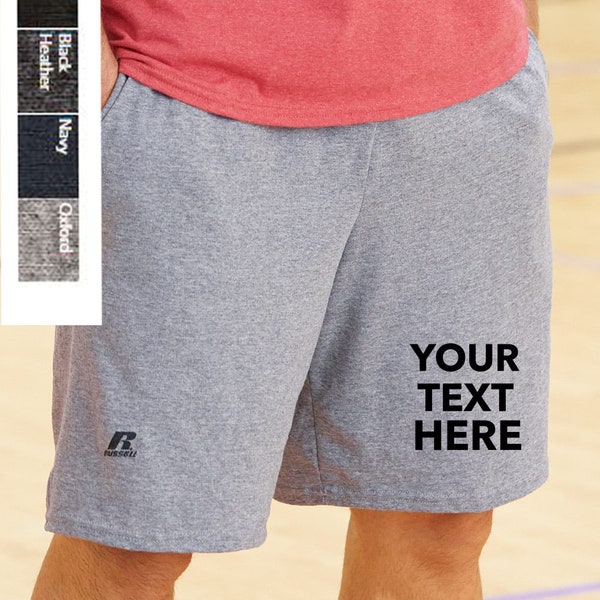Custom your Own Text, Logo, Russell Athletic - Jersey Cotton 10" Shorts with Pockets for men