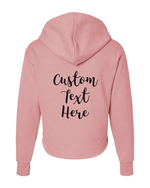 Add Your Own Glitter Text, Logo, Personalized Custom Ladies' Cropped  Hoodie, Next Level Women's Laguna Sueded Raw Edge Crop Hoodie 9384 