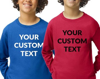 Custom Your Own Text, Logo, Personalized Kids, Children Long Sleeve Shirt, Gildan - Heavy Cotton Youth Long Sleeve T-Shirt - 5400B