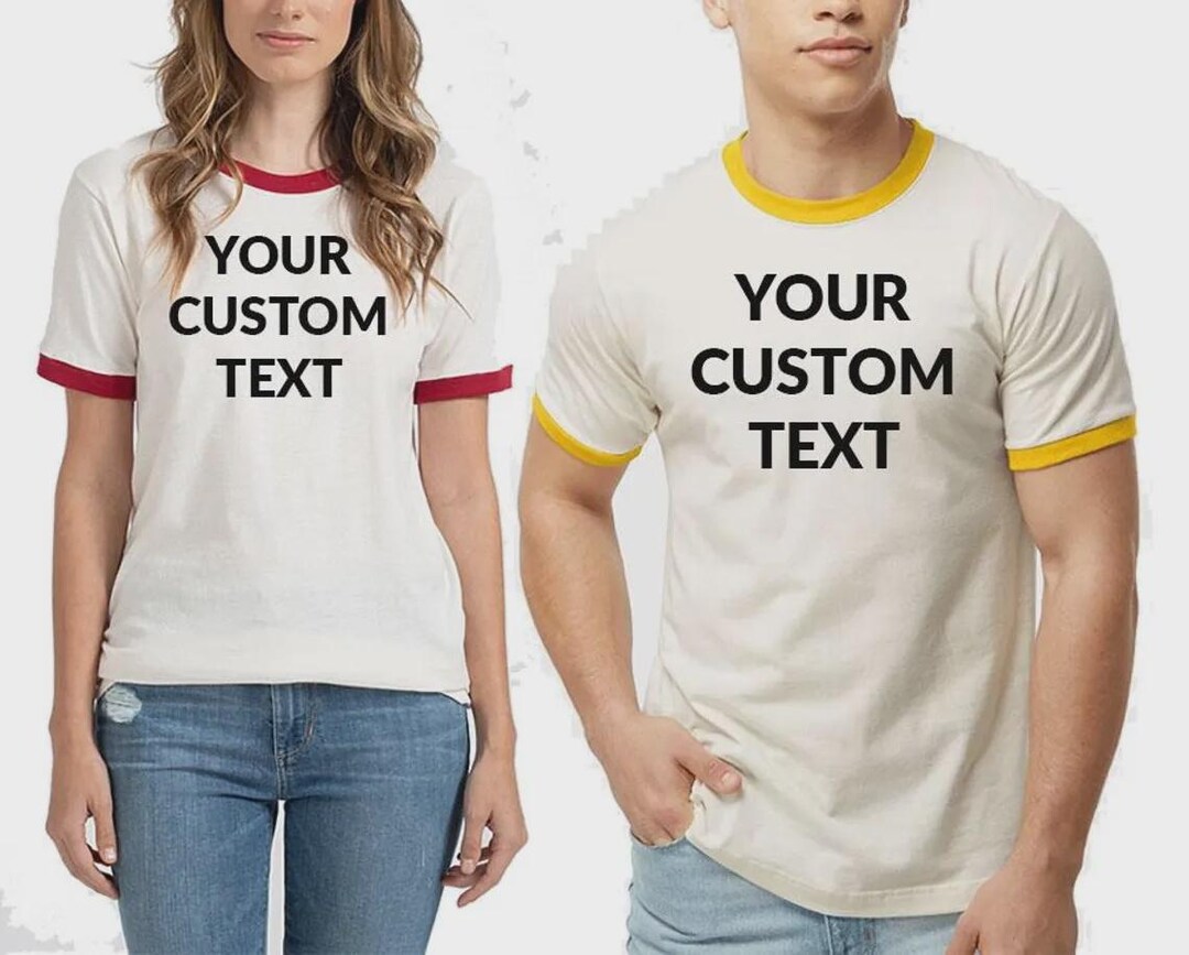 Personalized Photo Ringer T-shirt: Custom Image, Text, Logo - Unisex - Etsy