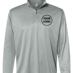 Custom Text, Logo, Design, Performance Quarter-Zip Pullover: Personalized Men's Wicking Shirt