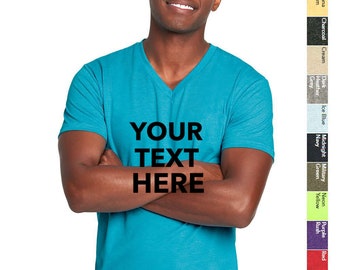 Custom Your Own Text, Logo, Design,  Personalized Premium Quality T-Shirts, Next Level - Unisex CVC V-Neck T-Shirt - 6240