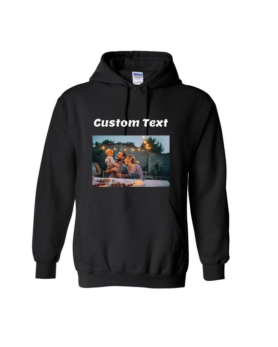Custom Photo Hoodie, Personalized Picture Sweatshirt with Text, Family Portrait Graphic Hooded Sweatshirt