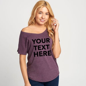 Custom Your Own Text, Logo, Slouchy, Loose Fit Tee, Next Level, Women&#39;s Tri-Blend Dolman Relaxed T- Shirt 6760