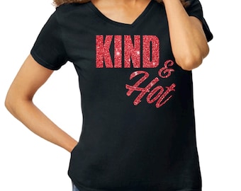 Custom Glitter Text, Women's Heavy Cotton V-Neck T-Shirt: Personalized Logo, Photo