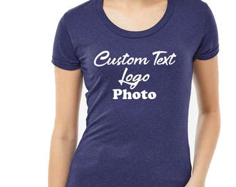 Custom Women's Tri-Blend T-Shirt: Personalized Text & Logo