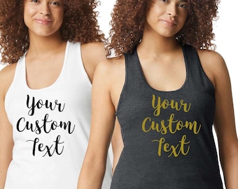 Customized Tank Tops For Women - Personalized Text Racerback Tanks For Parties & Gifts (XXL, Green)