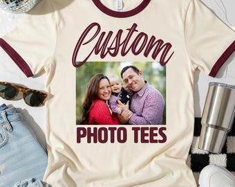 Custom Image Ringer Tee: Personalized Photo, Logo, Text - Unisex