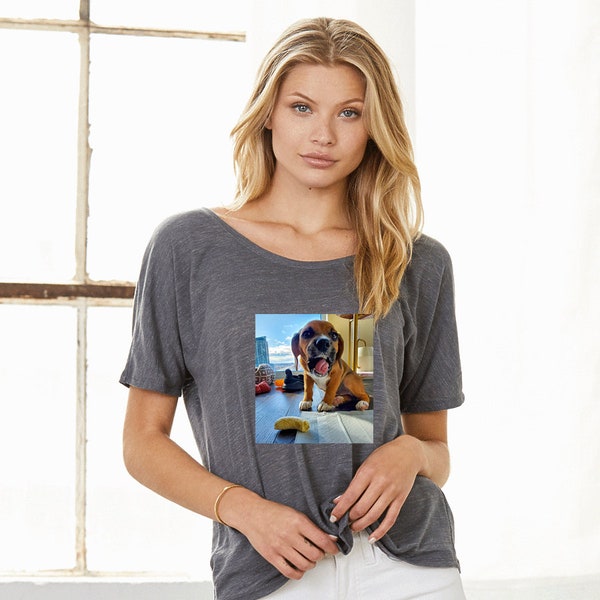 Custom Your Own Photo, Logo, Picture, Slouchy Short Sleeve T-shirts, Relaxed Loose Fit Tee, BELLA + CANVAS - Women’s Slouchy Tee - 8816