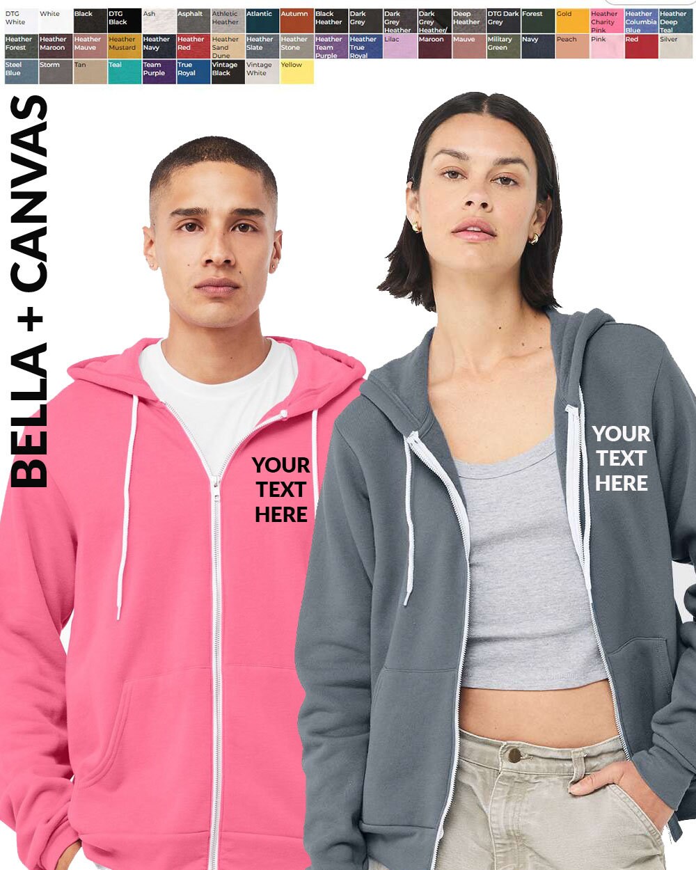 Custom Your Own Text, Logo, Personalized Zipper Unisex