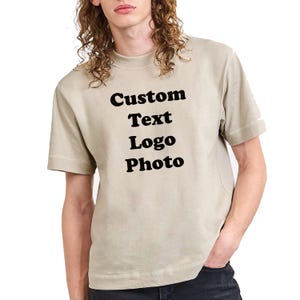 Custom Text American Apparel Unisex Heavyweight Cotton Mid-Length Tee, Personalized Image Logo T-Shirt