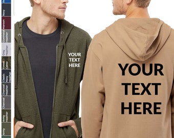 Custom Your Own Text, Logo, Personalized Zipper Midweight Hoodie, Independent Trading Co. - Midweight Full-Zip Hooded Sweatshirt - SS4500Z