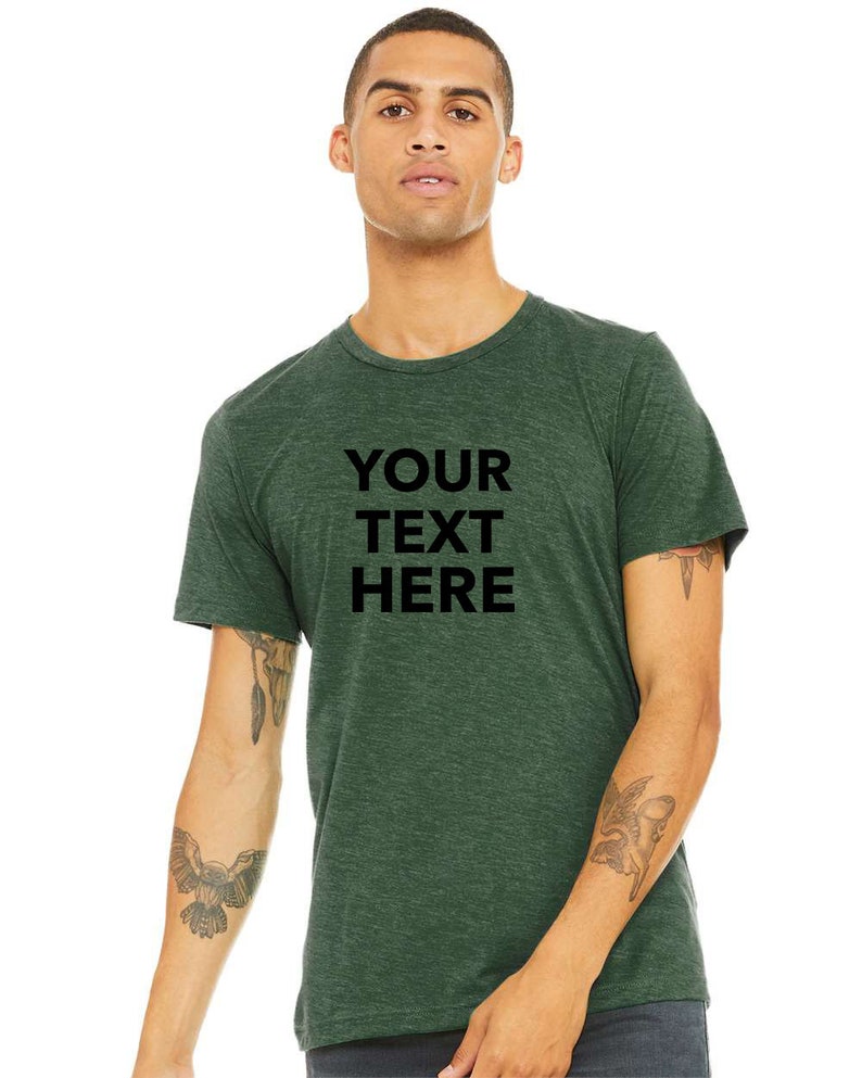 Personnalisez votre propre texte, logo, design, t-shirts personnalisés au style doux, coupe commerciale, BELLA TOILE T-shirt unisexe Triblend 3413 image 6