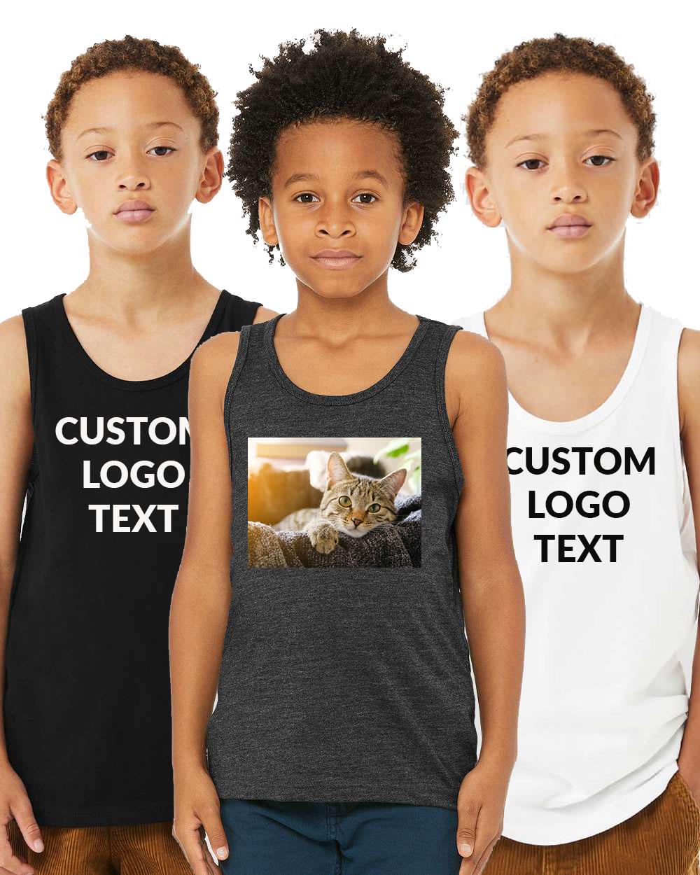 Custom Text, Logo, Photo, Image, Design, Personalized Youth , children, kids Tank top, BELLA + CANVAS - Youth Jersey Tank - 3480Y