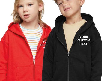 Custom Text, Logo, Personalized Toddler Full Zip Sweat Shirts, Rabbit Skins - Toddler Full-Zip Fleece Hooded Sweatshirt - 3346
