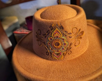 Decorated Fedora Hats, Painted Hats, Burned Hats