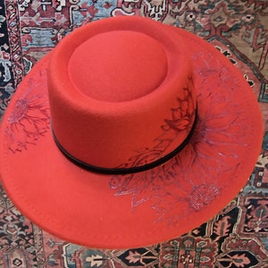 Decorated Fedora Hats, Painted Hats, Burned Hats image 5