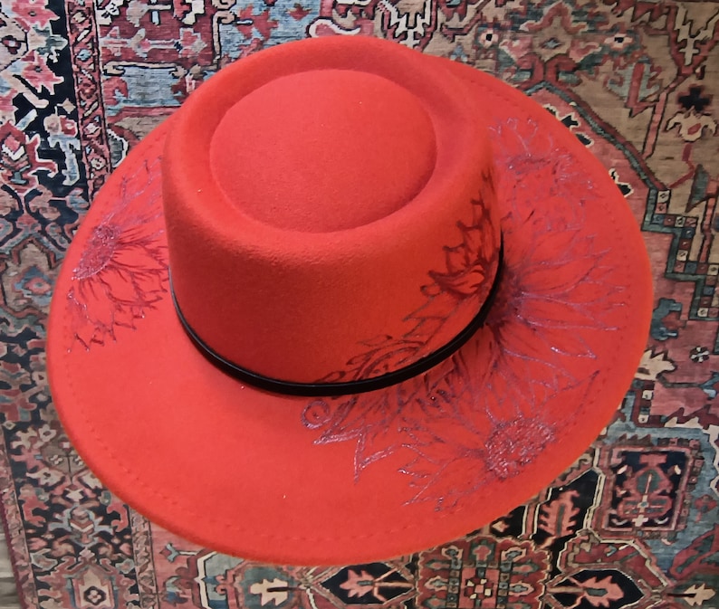 Decorated Fedora Hats, Painted Hats, Burned Hats image 5